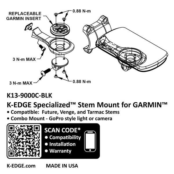 K-EDGE Garmin Specialized Future Combo Mount - Black, Compatible