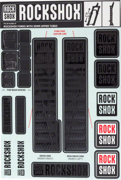 Compatibles For ROCK SHOX 35 Stickers Decals Aufkleber (Black