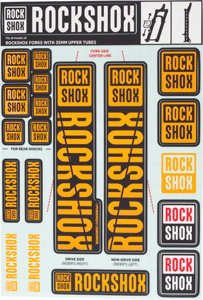 Kit adesivi RockShox Neon Arancione per Pike/Lyrik/Yari