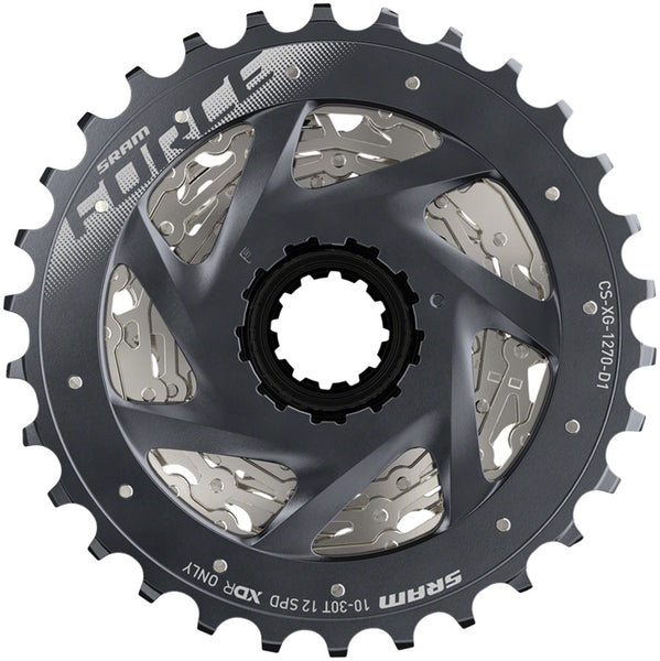 SRAM Force AXS XG-1270 Cassette - 12-Speed, 10-30t, Silver, For XDR Driver  Body, D1