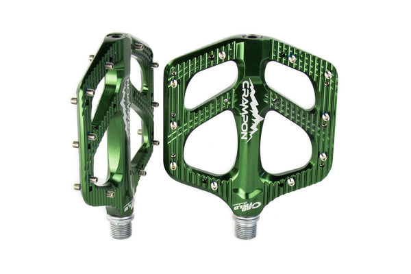 green mountain bike pedals Canfield Bikes Crampon Mountain Pedals PNW Dark Green
