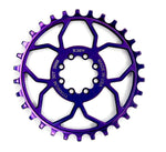 5Dev 8 Bolt Titanium T-Type Chainring, Purple, 3mm Offset Direct Mount Chainrings 8 Bolt Ti-Chainring