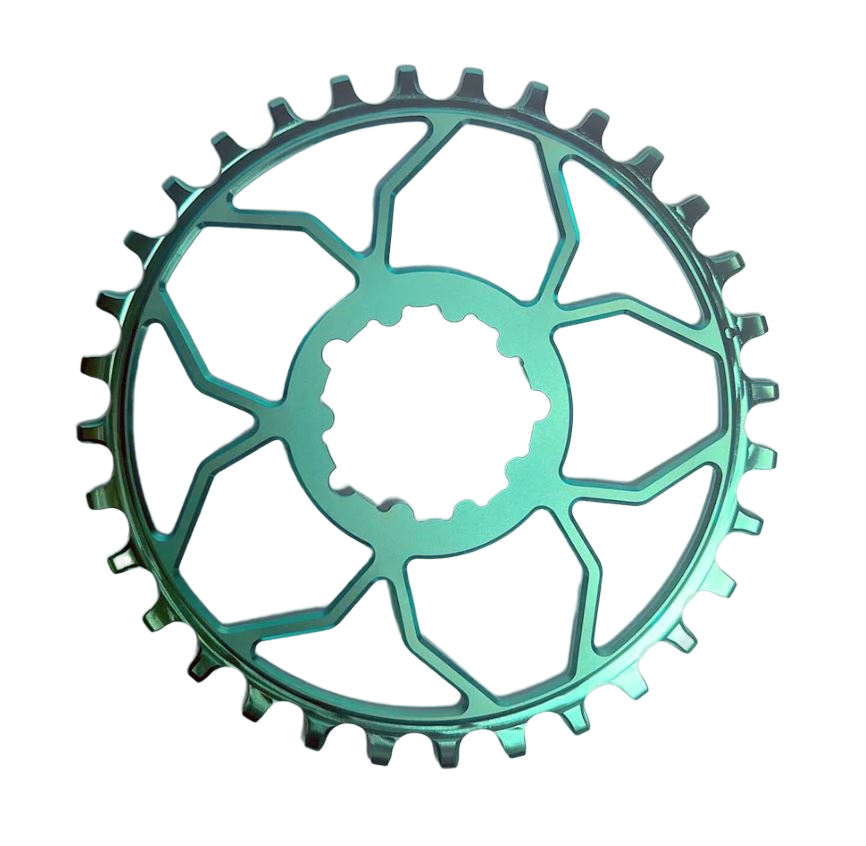 5Dev Ultra Light Titanium Chainring, Teal, 3 Bolt, 3mm Offset Direct Mount Chainrings Ultra Light Titanium Chainring