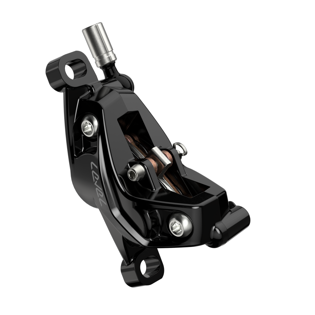 SRAM Level Silver Stealth Disc Brake Caliper Assembly - Front/Rear, Post Mount, 4-Piston, Black, C1 - Disc Brake Calipers - Level Stealth Series Disc Brake Calipers