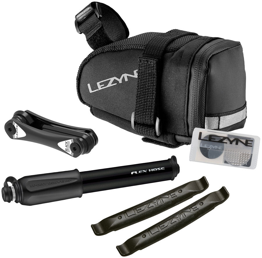 Lezyne M-Caddy Seat Bag Sport Kid with Sport Drive HP Hand Pump, Rap6 Tool, SmartKit, and Composite Matrix Tire Levers: