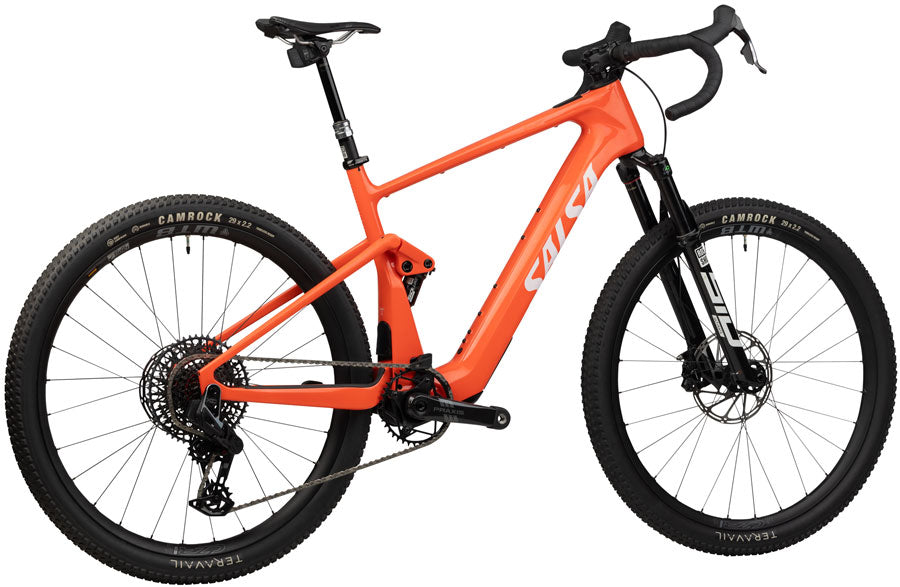 Salsa Wanderosa C Force X0 AXS Transmission Ebike - 29", Carbon, Coral, X-Large - Ebike - Wanderosa C Force X0 AXS Transmission Ebike - Coral