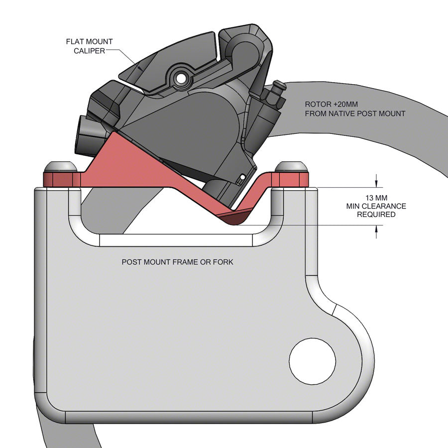 Wolf Tooth Disc Brake Adapter - Post to Flat Mount, +20mm - Disc Brake Adaptor - Post Mount to Flat Mount Disc Brake Adapter