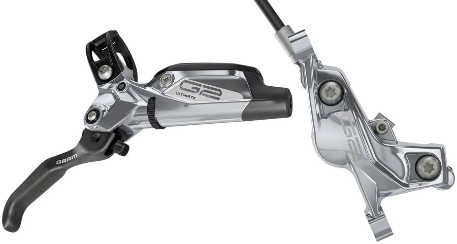 SRAM G2 Ultimate Disc Brake and Lever - Rear, Hydraulic, Post Mount, Carbon Lever, Titanium Hardware, Polar Grey