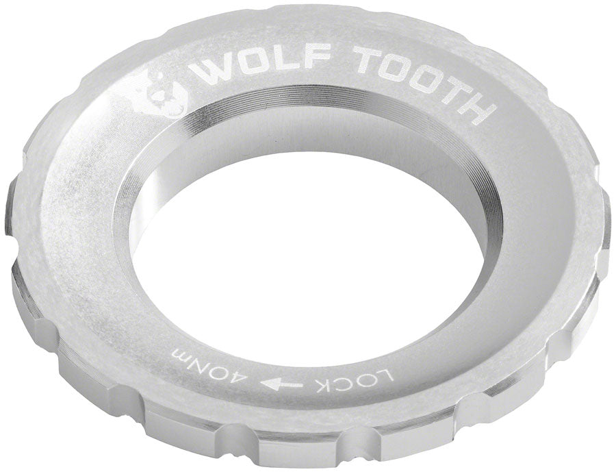 Wolf Tooth CenterLock Rotor Lockring - External Splined, Raw Silver MPN: RTR-LCKRNG-RSIL UPC: 810006809602 Disc Rotor Parts and Lockrings CenterLock Rotor External Splined Lockring