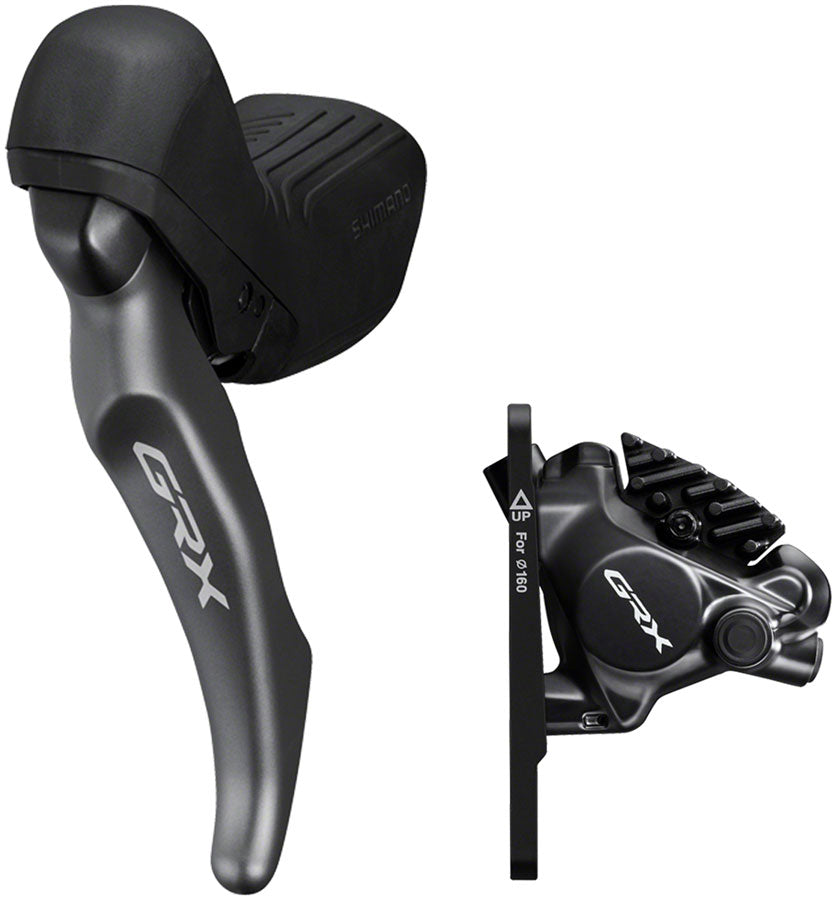 Shimano GRX BL-RX820 Brake Lever with BR-RX820 Hydraulic Disc Brake Caliper - Left/Front, Flat Mount Caliper MPN: IRX8204DLF6SC100 UPC: 192790241647 Hydraulic Brake/Shift Lever, Drop Bar GRX ST-RX820 Shifter/Brake Lever with BR-RX820 Disc Brake Caliper