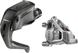 SRAM RED Aero Disc Brake and Lever - Rear, Flat Mount, 20mm Offset, 2000mm Hose, Carbon Lever Blade, Black/Silver, E1 MPN: 00.5018.276.001 UPC: 710845926075 Disc Brake & Lever RED Aero TT/Tri Disc Brake and Lever
