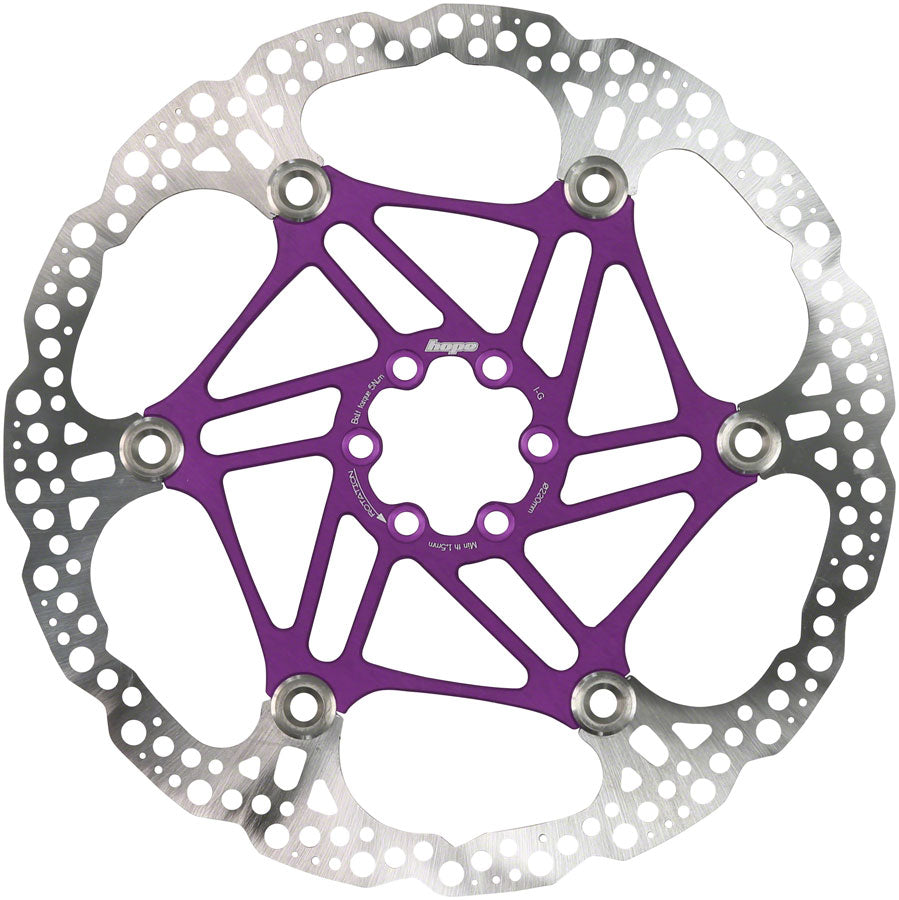 Hope Floating Disc Brake Rotor - 220mm, 6-Bolt, Purple Disc Rotor