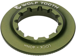 Wolf Tooth CenterLock Rotor Lock Ring - Internal Splined, Olive MPN: RTR-LCKRNG-IS-OLV UPC: 810006808421 Disc Rotor Parts and Lockrings CenterLock Rotor Internal Splined Lockring