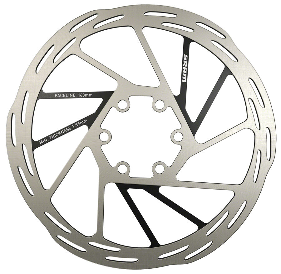 SRAM PACELINE ROTOR 160mm フロント/リア SRAM Paceline Disc Brake Rotor - 160mm, 6-Bolt, Silver/Black Disc