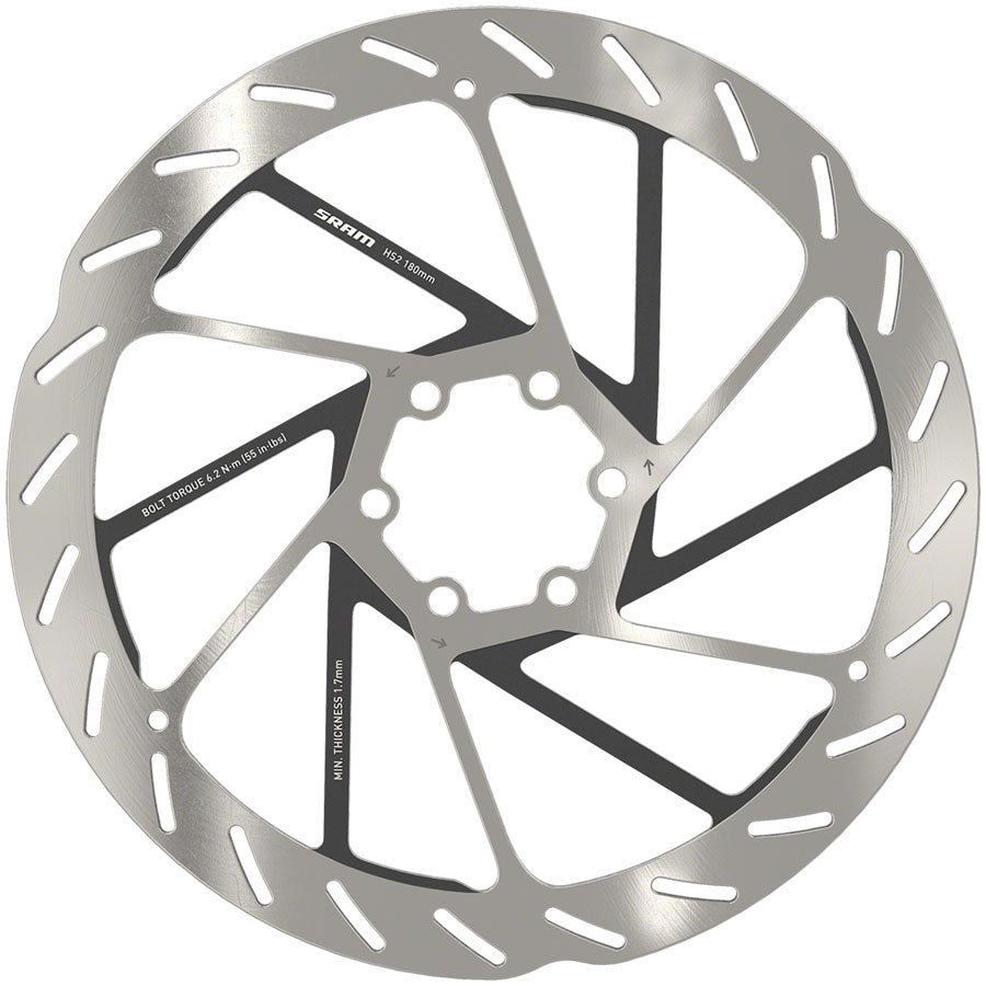 、AE 2、29センチ SRAM HS2 Disc Brake Rotor - 180mm, 6-Bolt, Rounded, Silver/Black