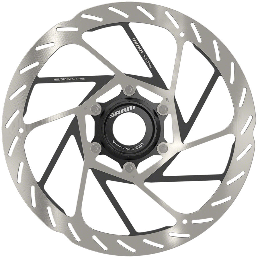 SRAM HS2 Disc Brake Rotor - 200mm, Center Lock, Rounded, Silver/Black