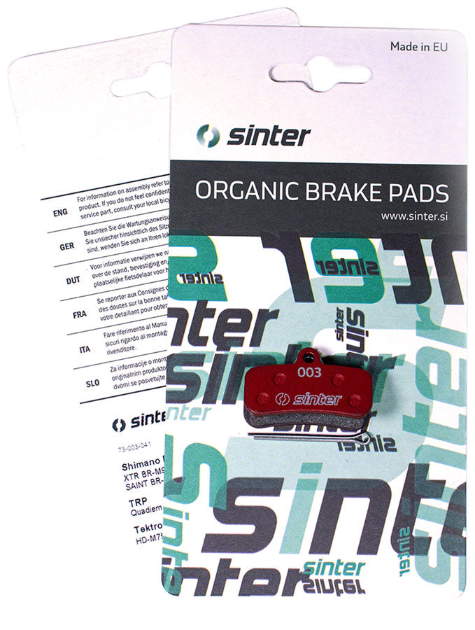 Sinter Red s514 Compound Organic Disc Brake Pads - Shimano D Type, Sinter Type 003, One Pair - Disc Brake Pad - Red s514 Compound Organic Disc Brake Pads