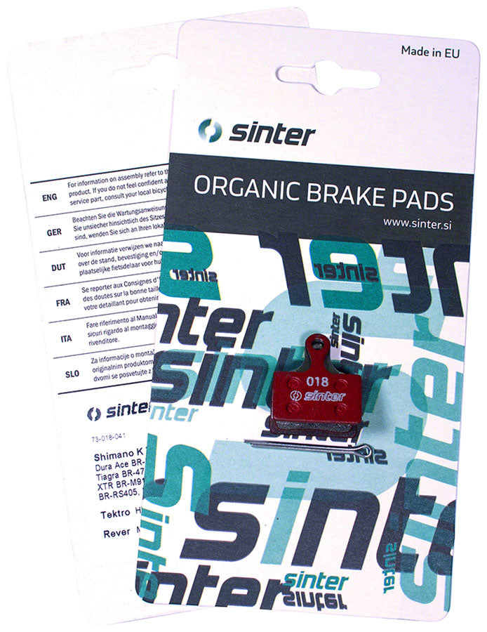 Sinter Red s514 Compound Organic Disc Brake Pads - Shimano Type K, Sinter Type 018, One Pair - Disc Brake Pad - Red s514 Compound Organic Disc Brake Pads