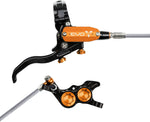 Hope EVO GR4 Disc Brake and Lever Set - Right Hand, Post Mount, 4-Piston, Braided Hydraulic Hose, Black/Orange MPN: T4EG4NCBR Disc Brake & Lever EVO GR4 Gravity Disc Brake & Lever Set