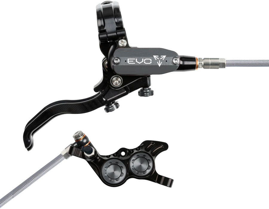 Hope EVO GR4 Disc Brake and Lever Set - Right Hand, Post Mount, 4-Piston, Braided Hydraulic Hose, Black/Smoke MPN: T4EG4NKBR Disc Brake & Lever EVO GR4 Gravity Disc Brake & Lever Set