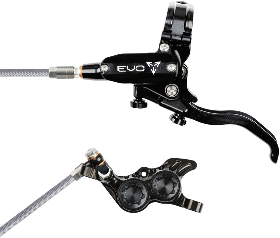 Hope EVO GR4 Disc Brake and Lever Set - Left Hand, Post Mount, 4-Piston, Braided Hydraulic Hose, Black MPN: T4EG4NNBL Disc Brake & Lever EVO GR4 Gravity Disc Brake & Lever Set