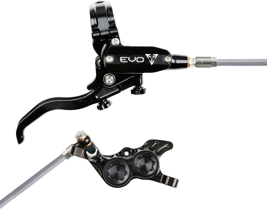 Hope EVO GR4 Disc Brake and Lever Set - Right Hand, Post Mount, 4-Piston, Braided Hydraulic Hose, Black MPN: T4EG4NNBR Disc Brake & Lever EVO GR4 Gravity Disc Brake & Lever Set