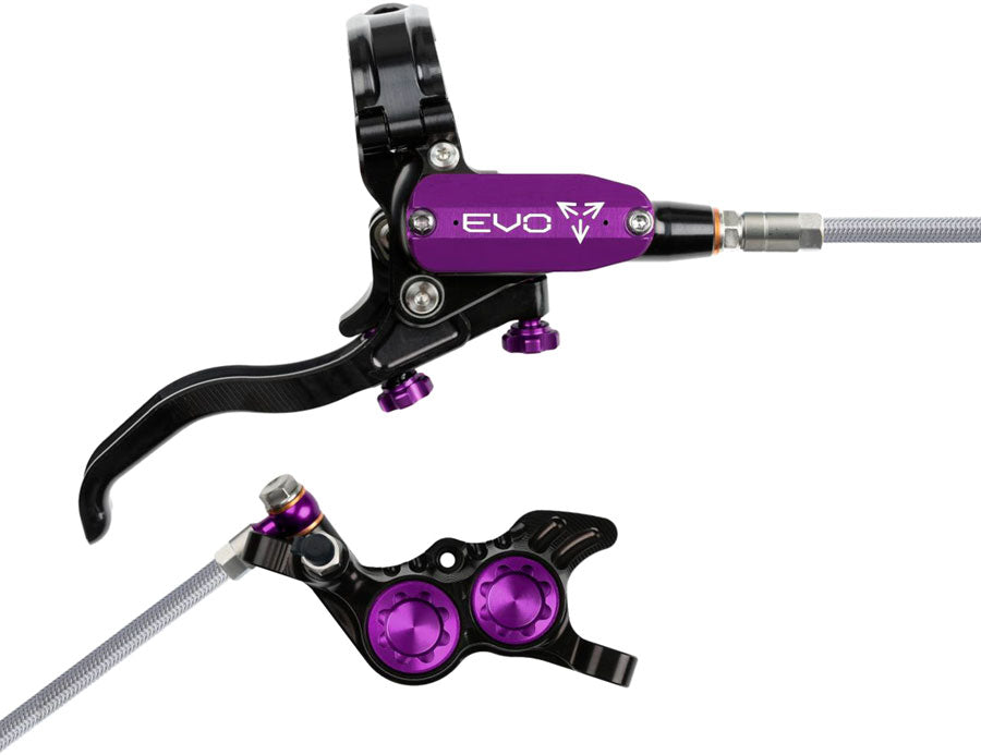 Hope EVO GR4 Disc Brake and Lever Set - Right Hand, Post Mount, 4-Piston, Braided Hydraulic Hose, Black/Purple MPN: T4EG4NPUBR Disc Brake & Lever EVO GR4 Gravity Disc Brake & Lever Set