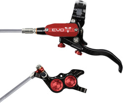 Hope EVO GR4 Disc Brake and Lever Set - Left Hand, Post Mount, 4-Piston, Braided Hydraulic Hose, Black/Red MPN: T4EG4NRBL Disc Brake & Lever EVO GR4 Gravity Disc Brake & Lever Set