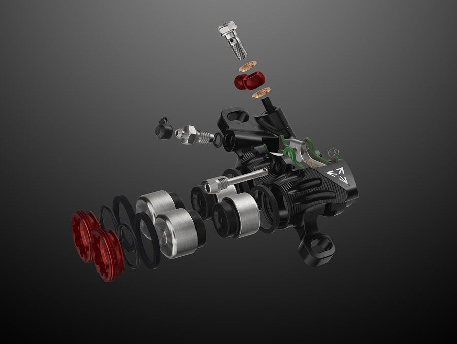 Hope EVO GR4 Disc Brake and Lever Set - Left Hand, Post Mount, 4-Piston, Braided Hydraulic Hose, Black MPN: T4EG4NNBL Disc Brake & Lever EVO GR4 Gravity Disc Brake & Lever Set