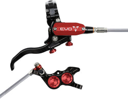 Hope EVO GR4 Disc Brake and Lever Set - Right Hand, Post Mount, 4-Piston, Braided Hydraulic Hose, Black/Red MPN: T4EG4NRBR Disc Brake & Lever EVO GR4 Gravity Disc Brake & Lever Set