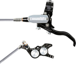 Hope EVO GR4 Disc Brake and Lever Set - Left Hand, Post Mount, 4-Piston, Braided Hydraulic Hose, Black/Silver MPN: T4EG4NSBL Disc Brake & Lever EVO GR4 Gravity Disc Brake & Lever Set