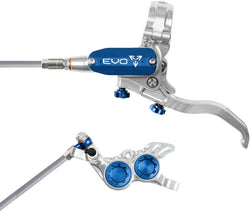 Hope EVO GR4 Disc Brake and Lever Set - Left Hand, Post Mount, 4-Piston, Braided Hydraulic Hose, Silver/Blue MPN: T4EG4SBBL Disc Brake & Lever EVO GR4 Gravity Disc Brake & Lever Set