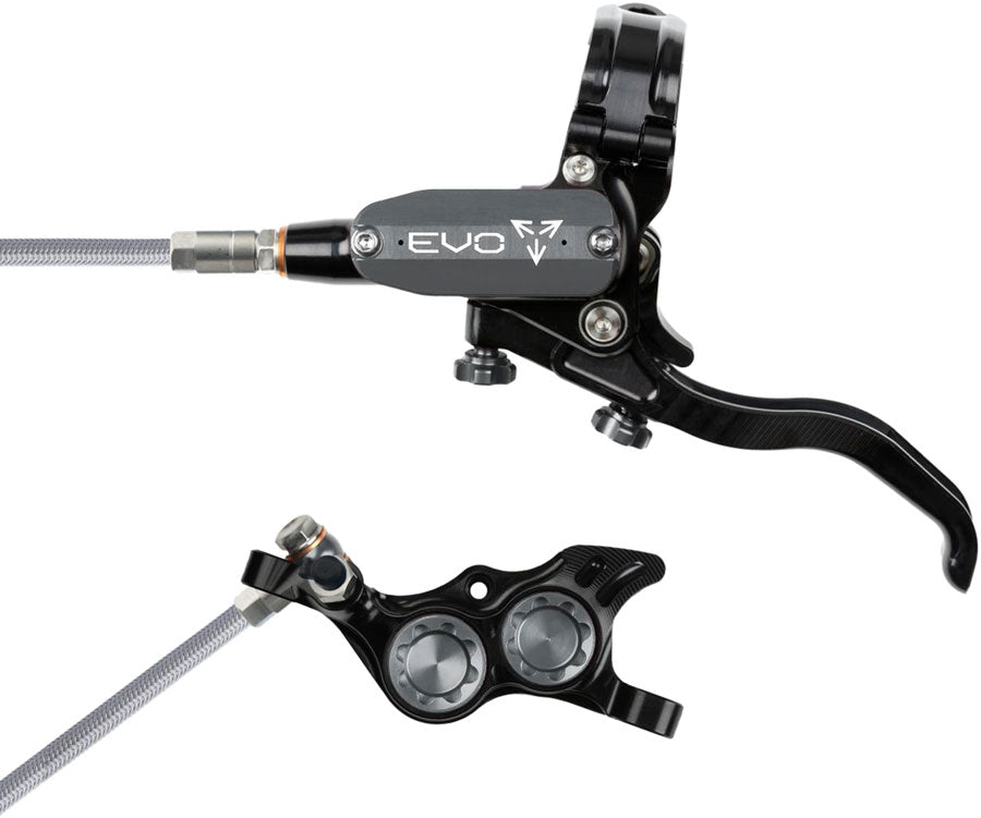 Hope EVO TR4 Disc Brake and Lever Set - Left Hand, Post Mount, 4-Piston, Braided Hydraulic Hose, Black/Smoke MPN: T4ET4NKBL Disc Brake & Lever EVO TR4 Trail Disc Brake & Lever Set