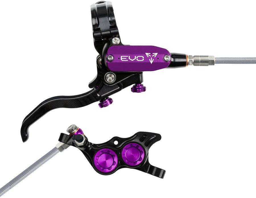 Hope EVO TR4 Disc Brake and Lever Set - Right Hand, Post Mount, 4-Piston, Braided Hydraulic Hose, Black/Purple MPN: T4ET4NPUBR Disc Brake & Lever EVO TR4 Trail Disc Brake & Lever Set