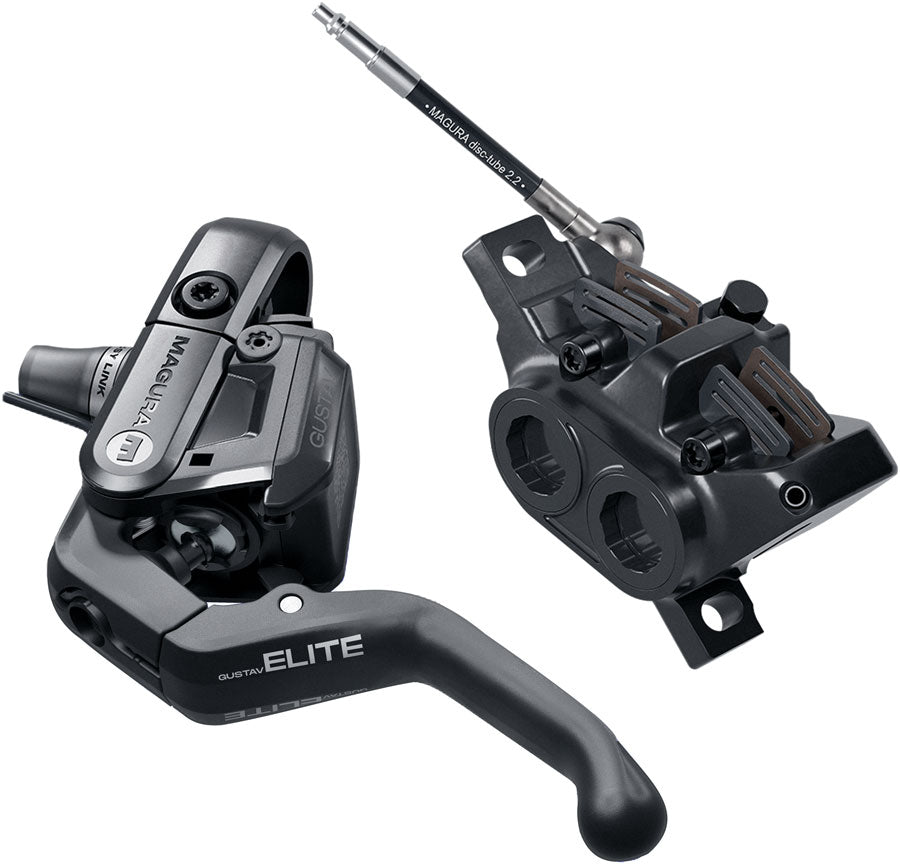 Magura Gustav Elite Disc Brake and Lever - Front or Rear, Post Mount, 4-Piston, Carbotecture Lever Blade, W/Higo Closer,