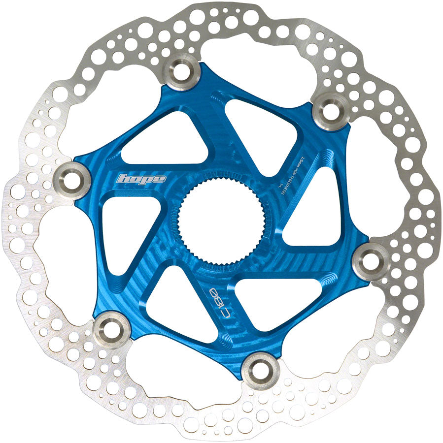 Hope MTB Floating Centre-Lock Disc Brake Rotor - 180mm, Center-Lock, Blue MPN: HBSP435180CLB Disc Rotor MTB Floating Centre-Lock Disc Brake Rotor