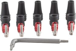 SRAM Red/Force AXS 2-Pc Disc Brake Hose Fitting Kit - 5 Threaded Hose Barbs, 5 Compression Nuts, 5 Boots, Red Comp - Disc Brake Hose Parts - Disc Brake Hose Fitting Kit