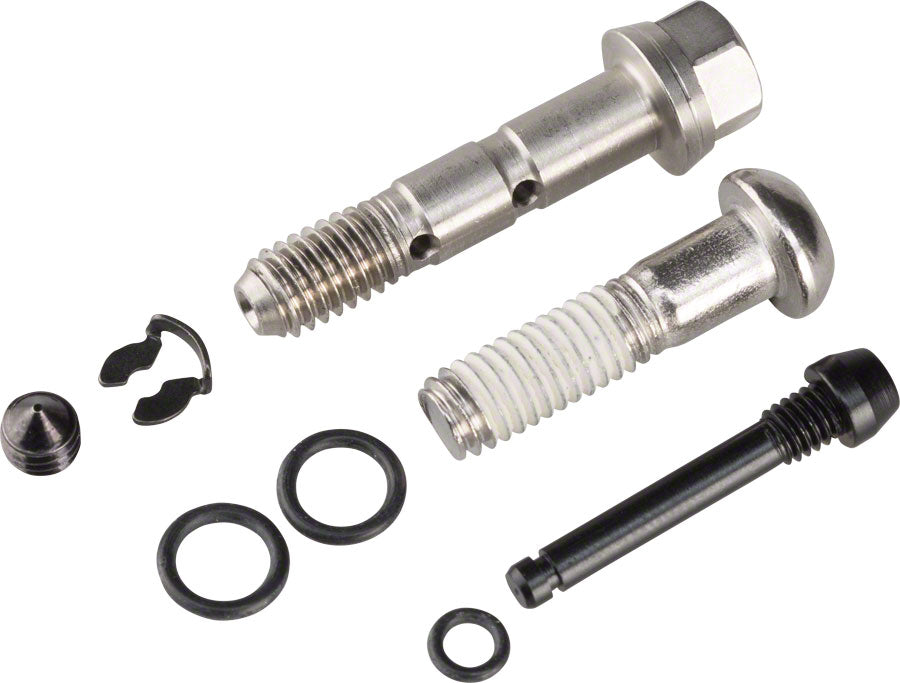 SRAM Guide Stainless Steel Caliper Hardware Kit - Includes Body Bolt, Banjo Bolt, Bleed Screw, Pad Pin MPN: 11.5018.021.002 UPC: 710845758010 Disc Caliper Part Caliper Hardware Kits