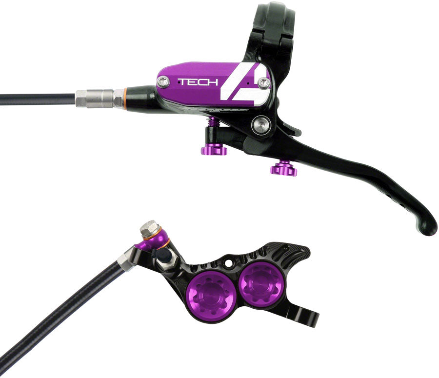 Hope Tech 4 V4 Disc Brake and Lever Set - Rear, Hydraulic, Post Mount, Purple MPN: T4V4PUR Disc Brake & Lever Tech 4 V4 Disc Brake & Lever Set