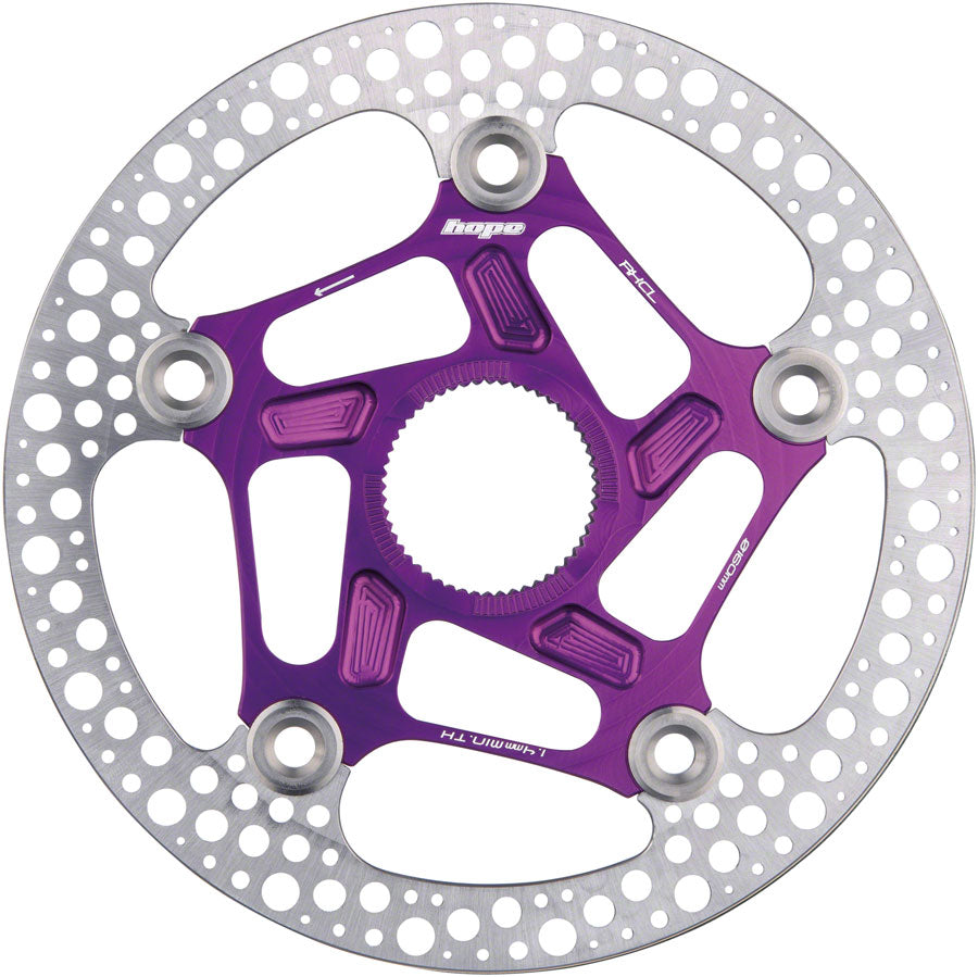 Hope RX Disc Rotor - 160mm, Center-Lock, Purple Disc Rotor Hub