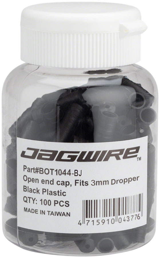 Jagwire Open Plastic Dropper Seatpost Cable Housing End Caps - 3mm, Bottle/100, Black