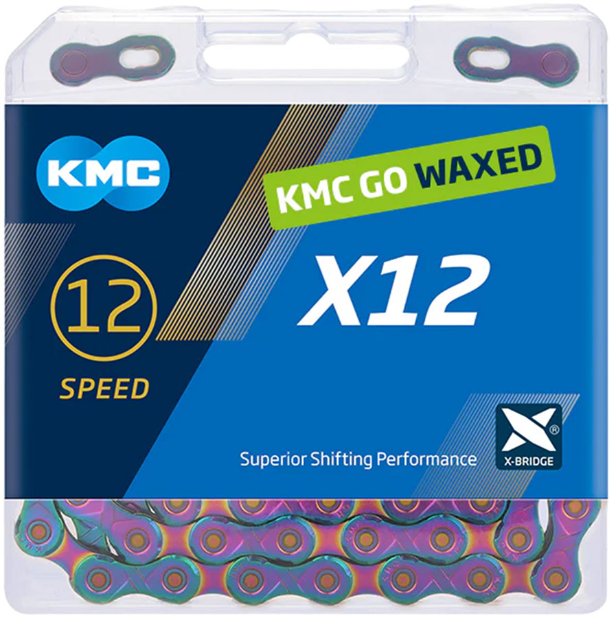KMC X12 Waxed Chain - 12-Speed, 126 Links, Aurora Blue - Chains - KMC Wax X12 Chain
