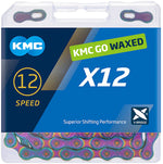 KMC X12 Waxed Chain - 12-Speed, 126 Links, Aurora Blue - Chains - KMC Wax X12 Chain