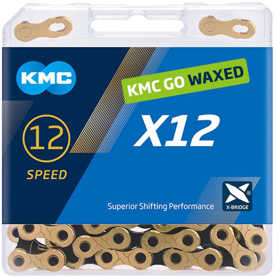 KMC X12 Waxed Chain - 12-Speed, 126 Links, Ti Gold/Black - Chains - KMC Wax X12 Chain
