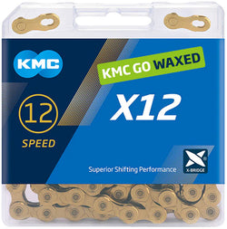 KMC X12 Waxed Chain - 12-Speed, 126 Links, Ti Gold - Chains - KMC Wax X12 Chain