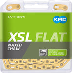 KMC XSL Flat Waxed Chain - 12/13-Speed, 126 Links, Compatible with SRAM T-Type and AXS Systems, Ti Gold - Chains - XSL Flat Waxed Chain