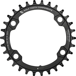 Wolf Tooth 96 BCD Chainring - 30t, 96 Asymmetric BCD, 4-Bolt, Drop-Stop A, For Shimano XT M8000 and SLX M7000 Cranks, MPN: XTM8K9630 UPC: 812719021876 Chainring Shimano XT 8000 / SLX 7000 96 Asymmetrical BCD Chainrings