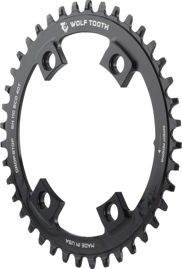 Wolf Tooth Shimano 110 Asymmetric BCD Chainring - 38t, 110 Asymmetric BCD, 4-Bolt, Drop-Stop B, For Shimano Cranks, MPN: SH11038 UPC: 812719022033 Chainring 110 Asymmetrical BCD Chainrings for Shimano