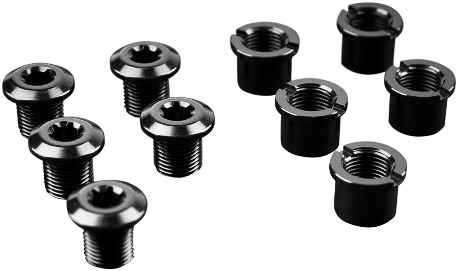 absoluteBLACK Chainring Bolt Set - Long Bolts and Nuts, Set of 5, Black