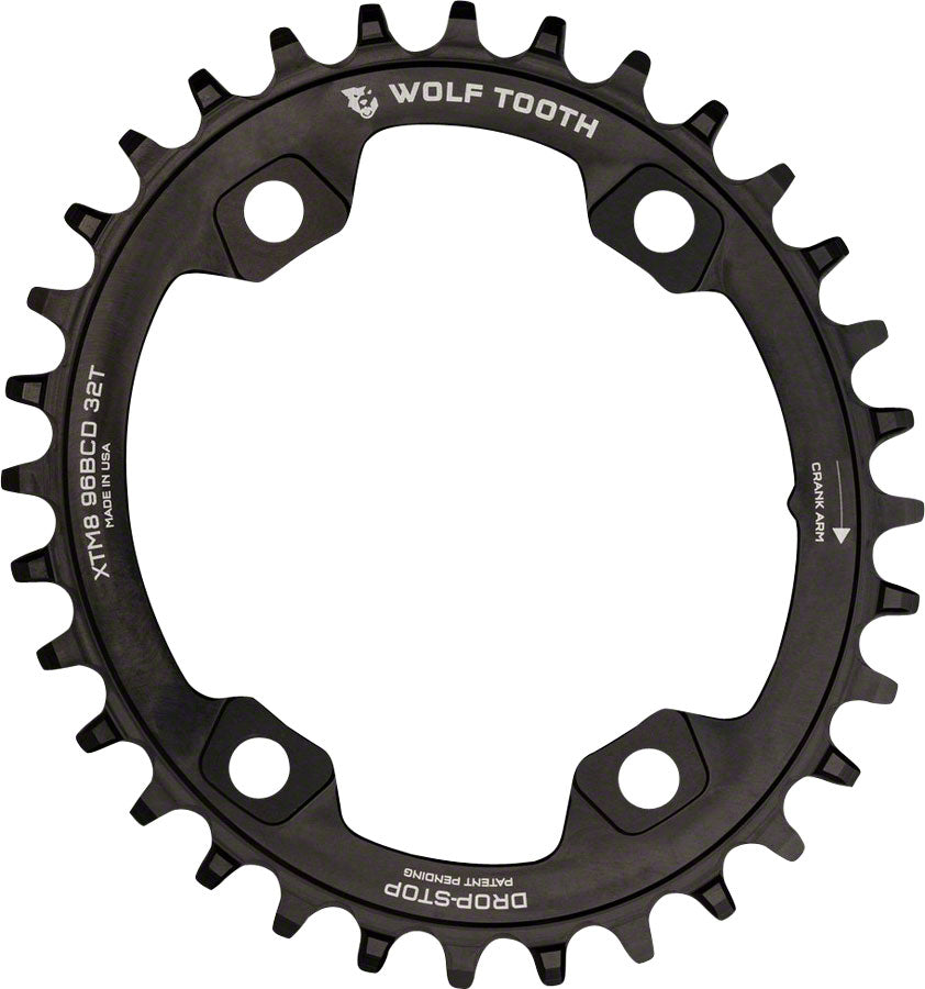 Wolf Tooth Elliptical 96 BCD Chainring - 32t, 96 Asymmetric BCD, 4-Bolt, Drop-Stop A, For Shimano XTR M9000 and M9020